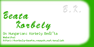 beata korbely business card